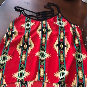 High Low Red Design Blouse